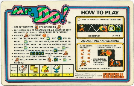 Mr. Do! instruction card